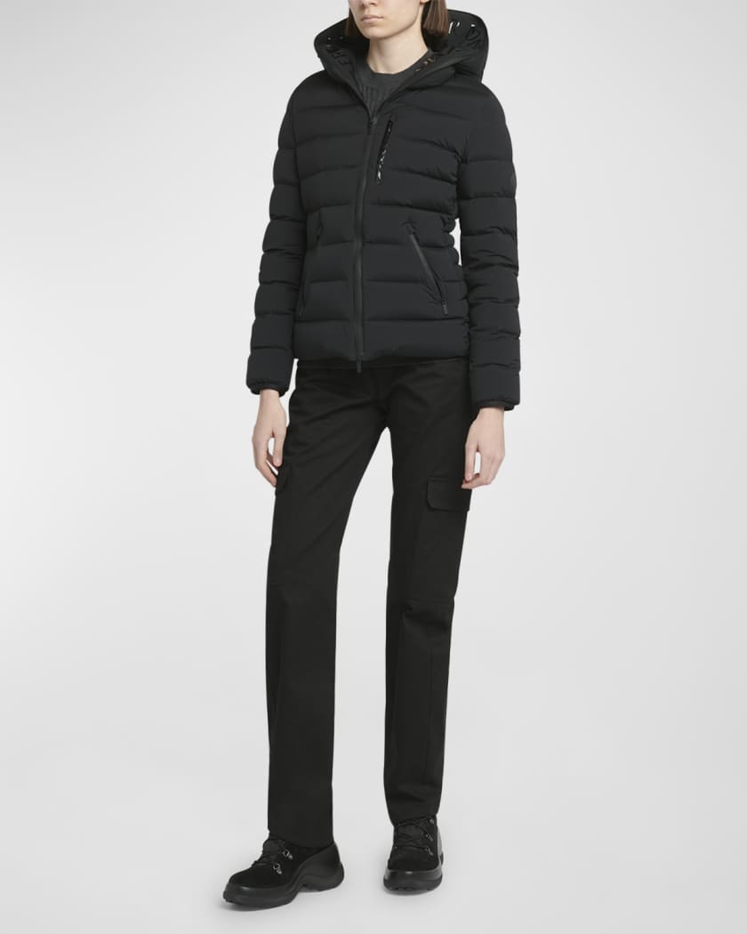 Herbe Stretch Nylon Hooded Puffer Jacket