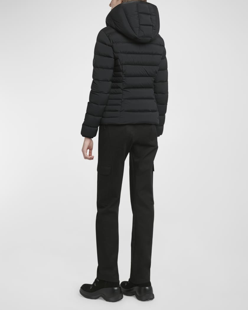 Herbe Stretch Nylon Hooded Puffer Jacket