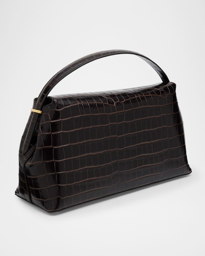T-Lock Croc-Embossed Top-Handle Bag