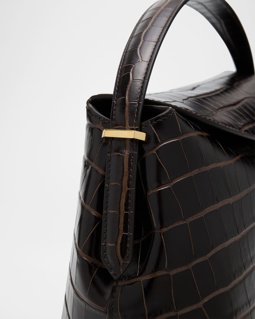 T-Lock Croc-Embossed Top-Handle Bag