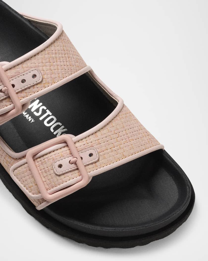 Milano Raffia Dual-Buckle Slide Sandals