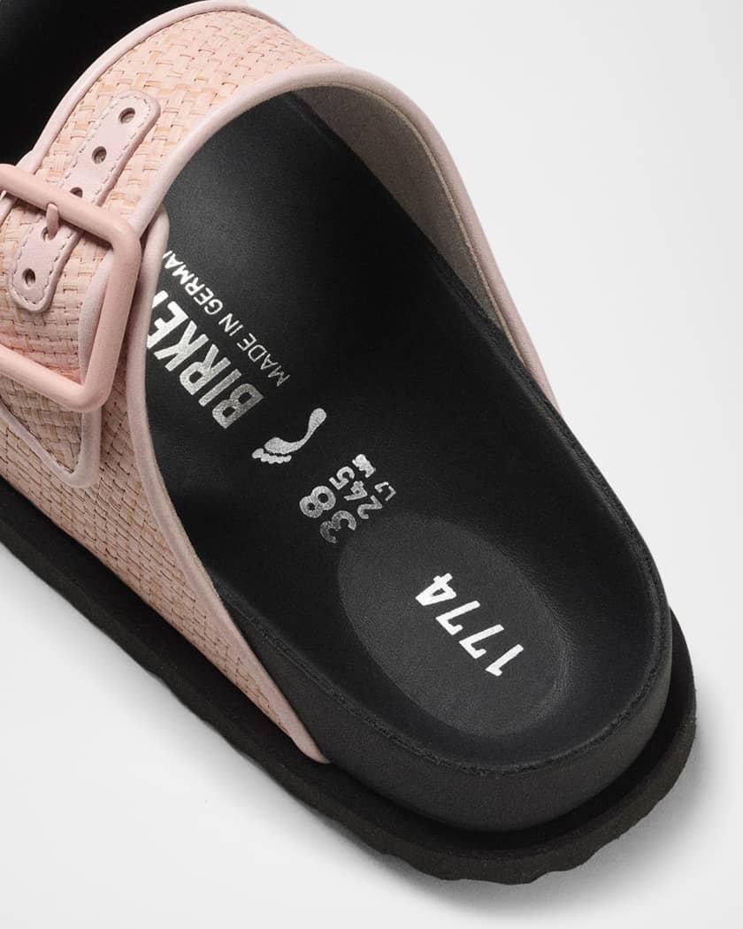 Milano Raffia Dual-Buckle Slide Sandals