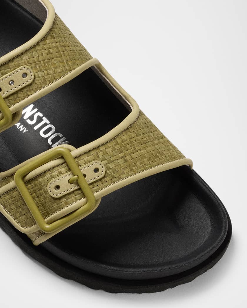 Milano Raffia Dual-Buckle Slingback Sandals
