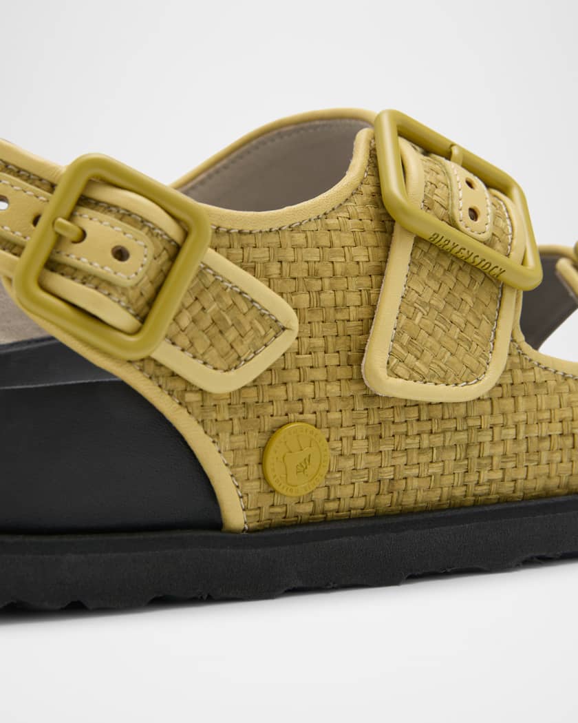 Milano Raffia Dual-Buckle Slingback Sandals