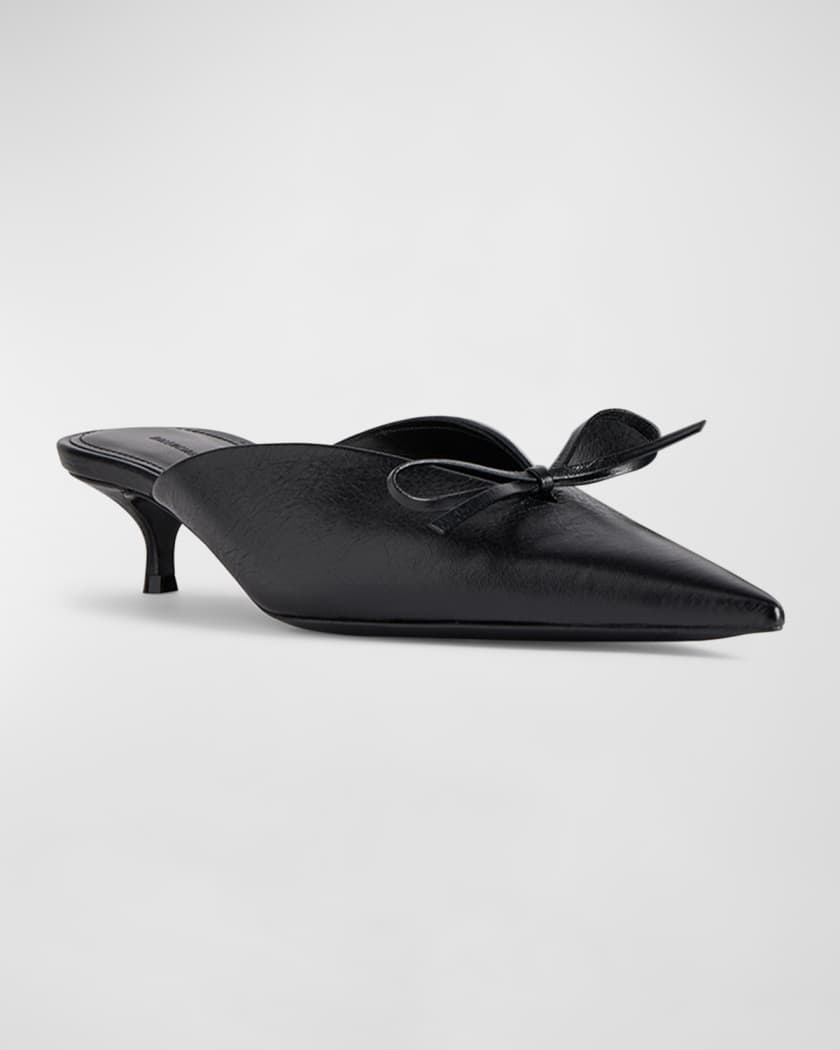 Knife Leather Bow Mule Pumps | Neiman Marcus