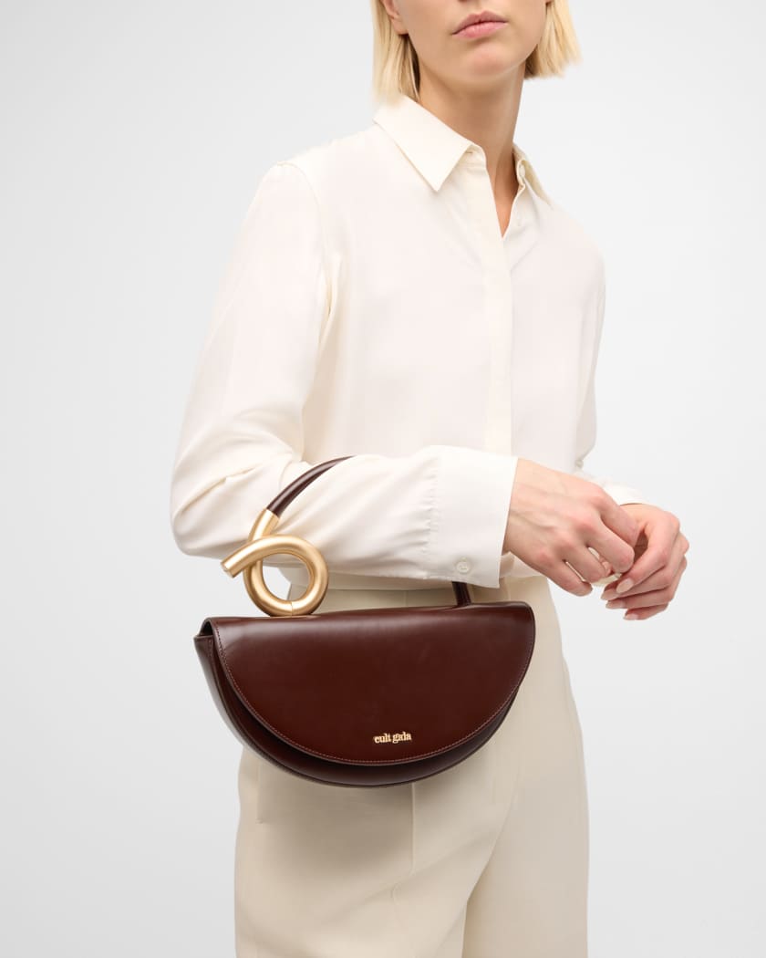 Azariah Leather Coil Top-Handle Bag