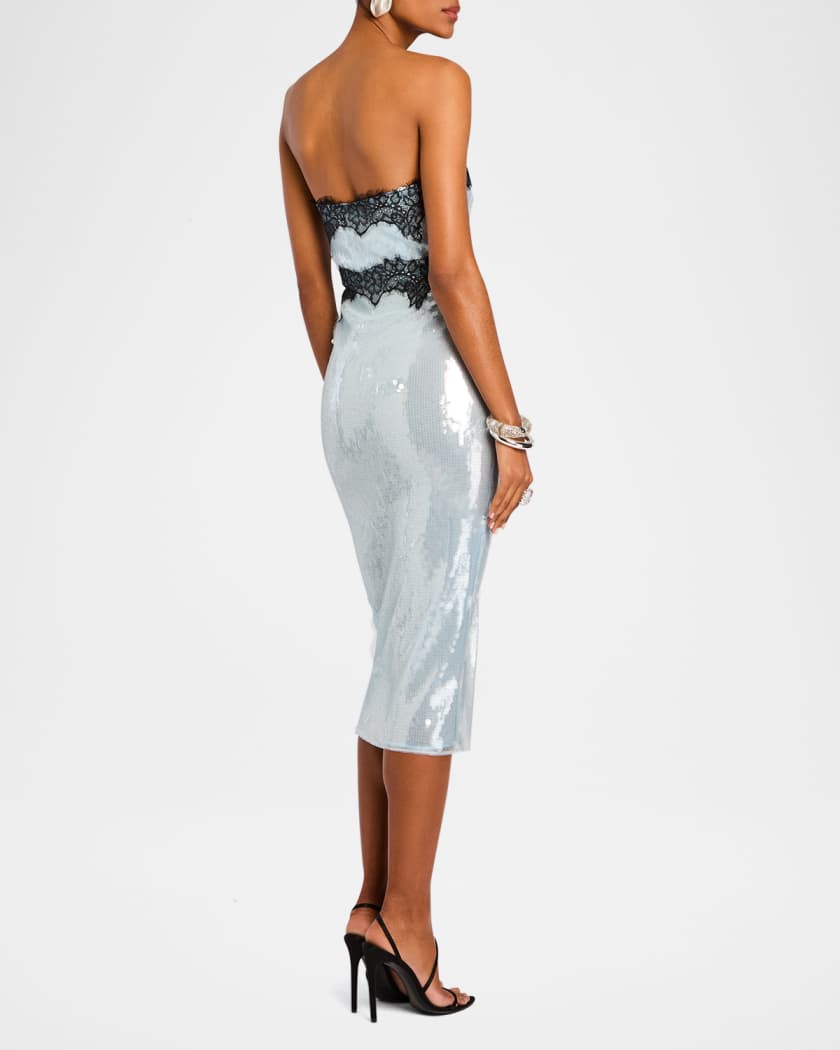 Ellen Strapless Sequin Midi Dress