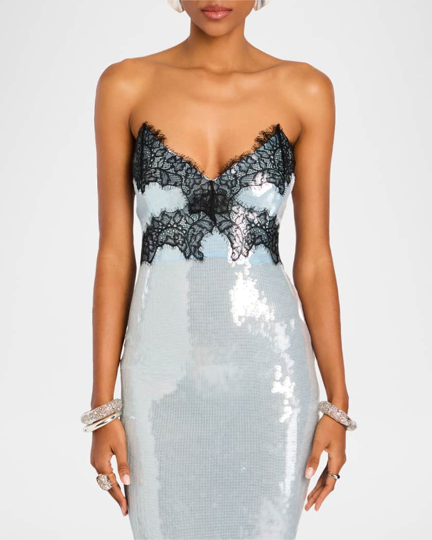 Ellen Strapless Sequin Midi Dress