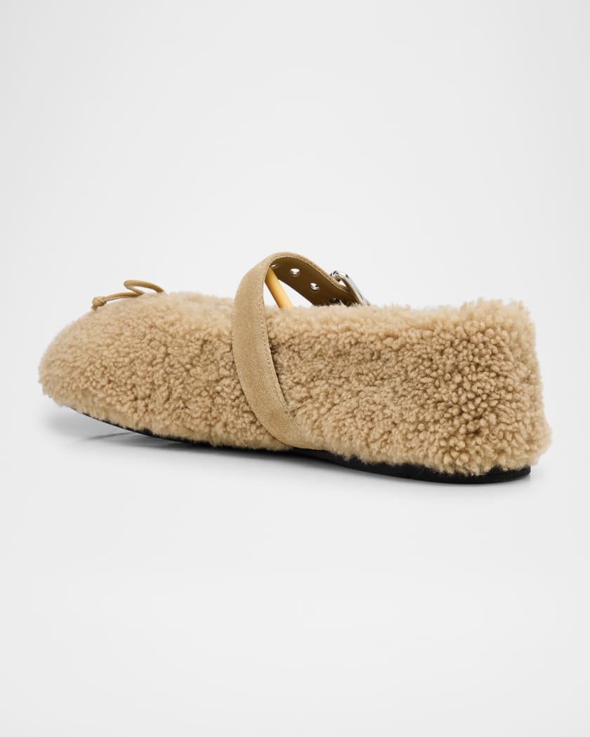 Shearling Mary Jane Ballerina Flats