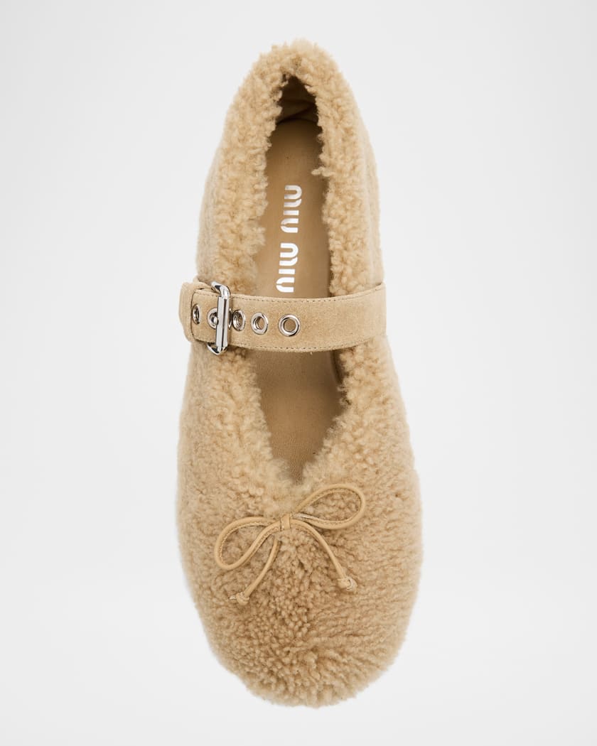 Shearling Mary Jane Ballerina Flats
