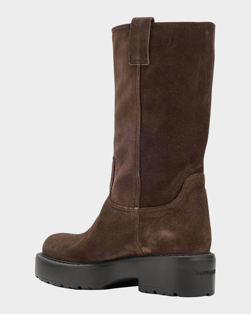 Suede Tall Moto Boots