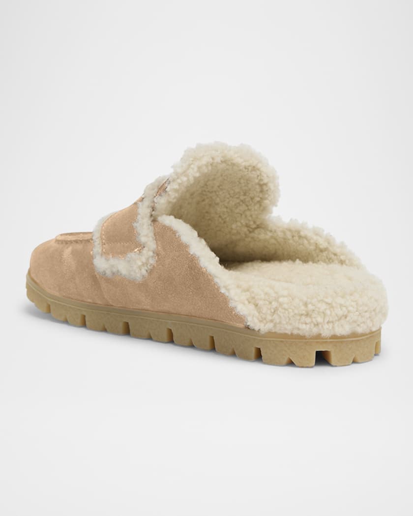 Suede Shearling Cozy Loafer Mules