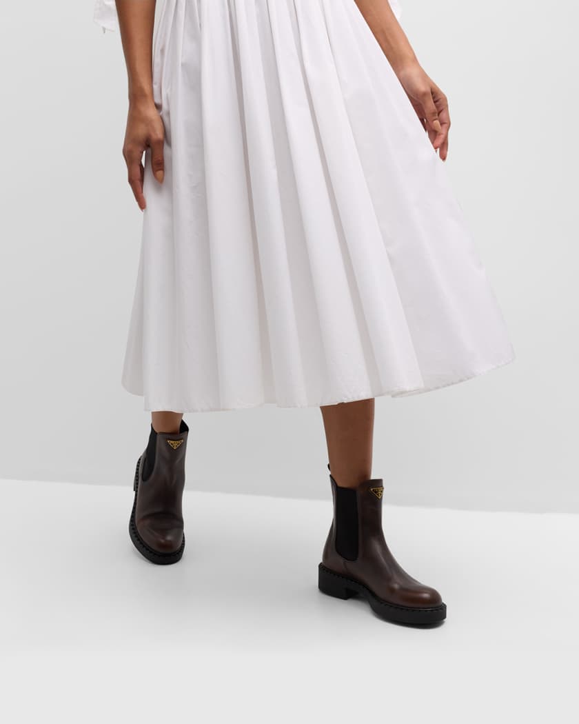 Chocolate Calfskin Chelsea Ankle Boots