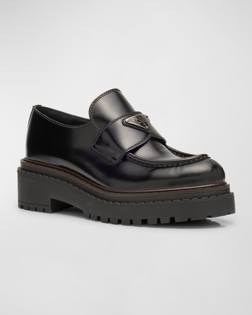 Chocolate Calfskin Platform Loafers