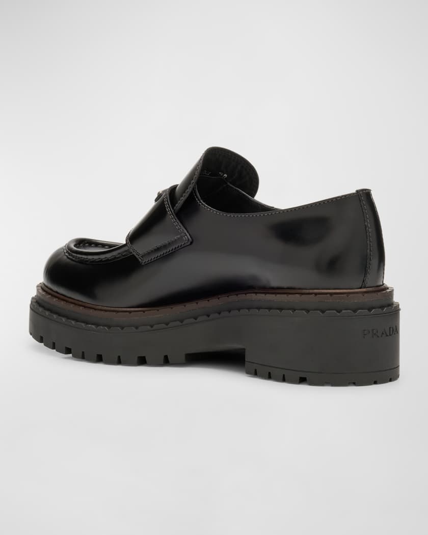 Chocolate Calfskin Platform Loafers