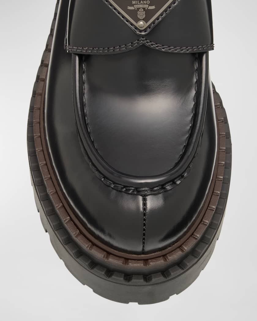 Chocolate Calfskin Platform Loafers