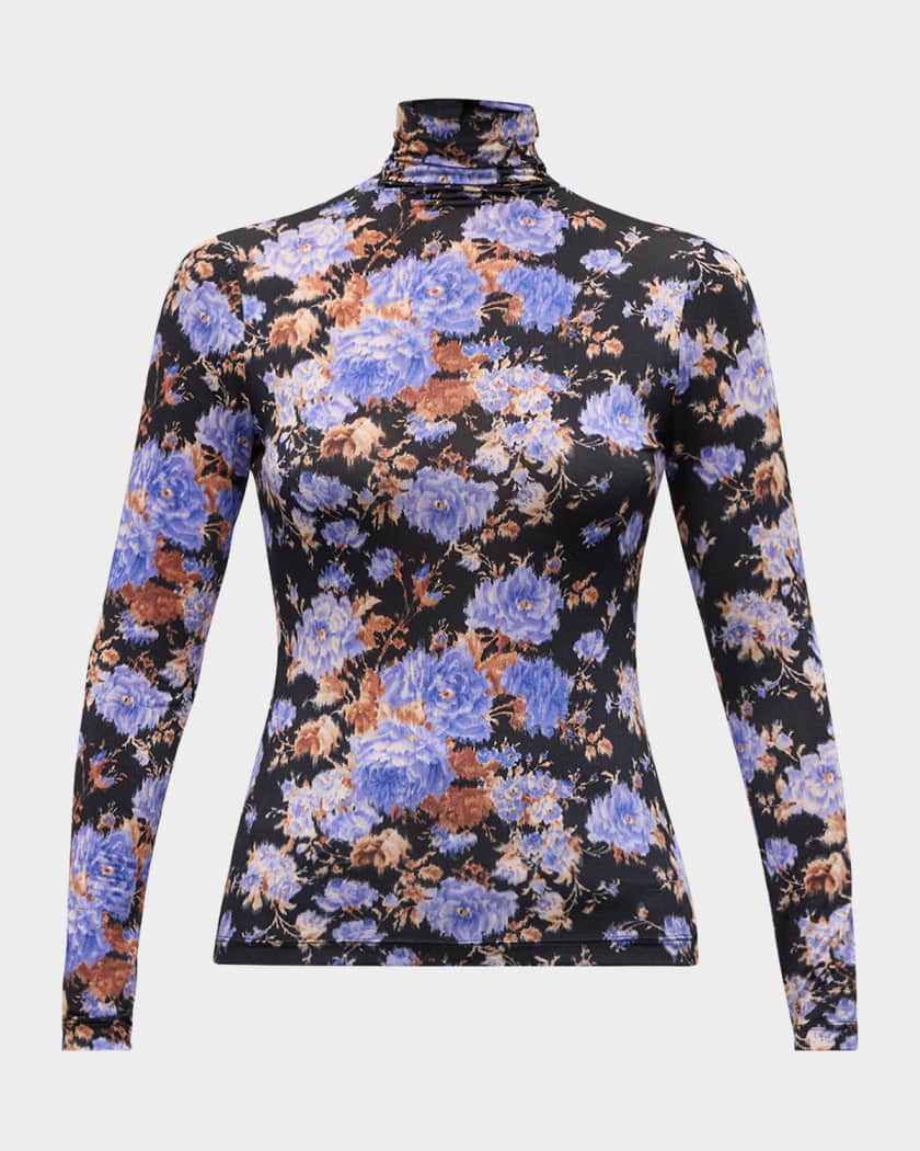 Ulla Johnson Aurelia Printed Turtleneck Long Sleeve Top Neiman Marcus
