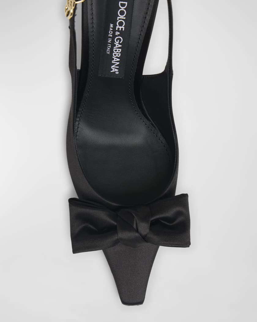 Satin Bow Slingback Pumps
