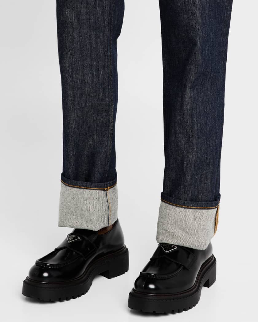 Men's Brushed Leather Lug-Sole Loafers