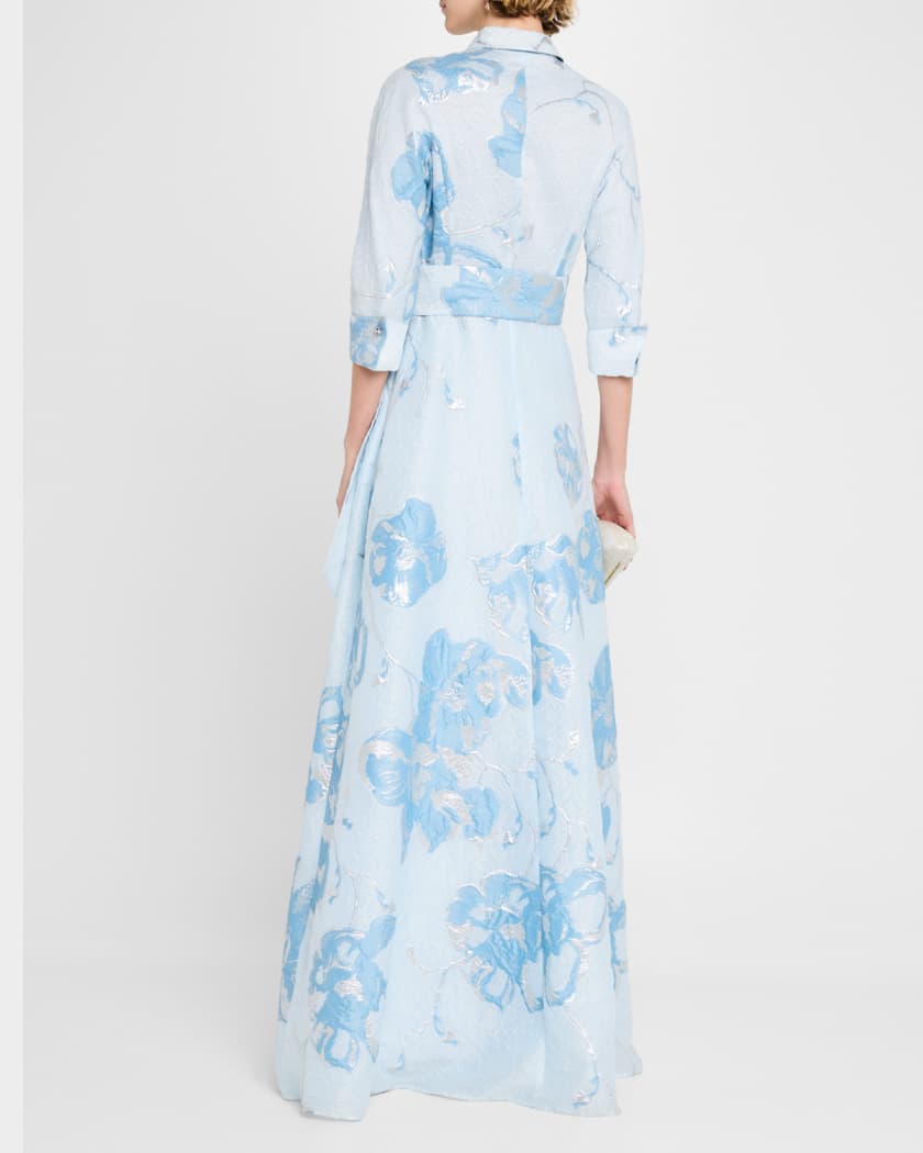 A-Line Metallic Jacquard Shirt Gown