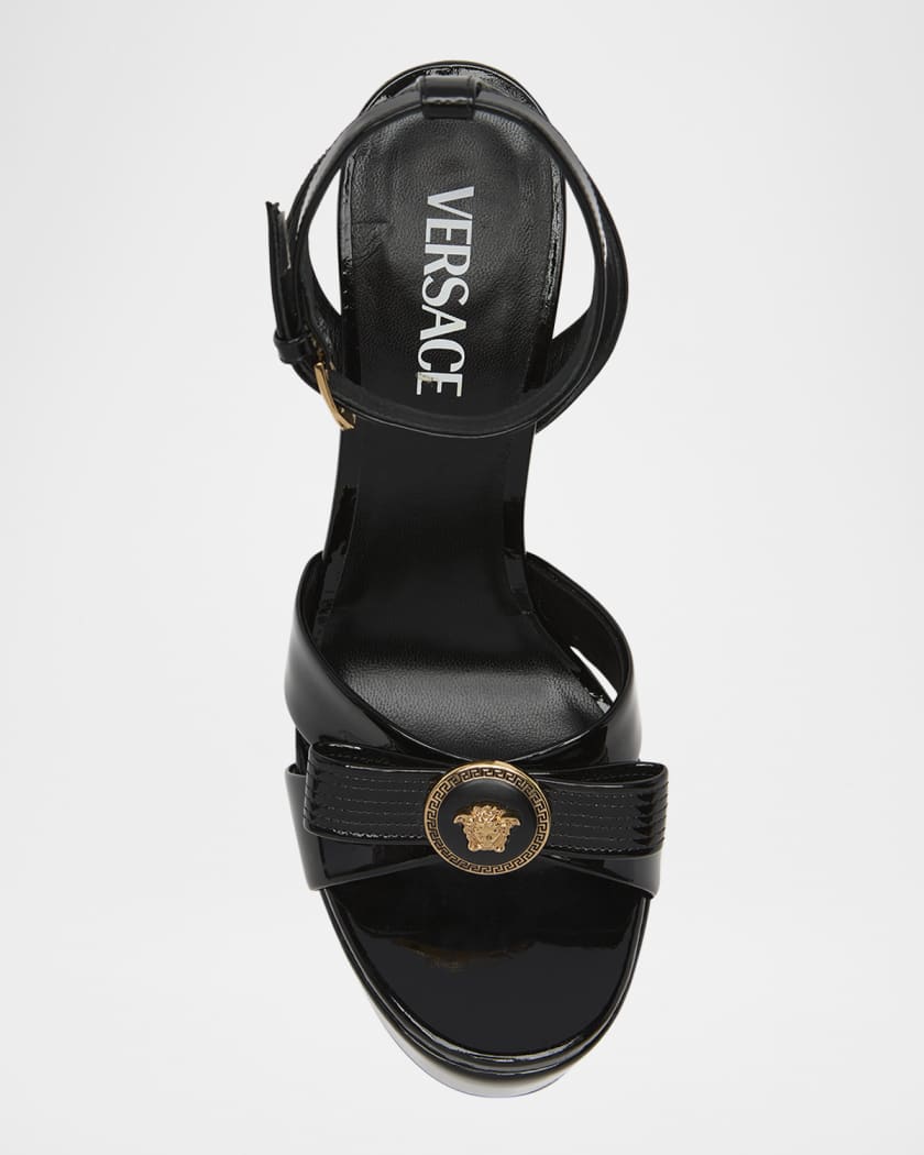 Gianni Patent Bow Platform Sandals