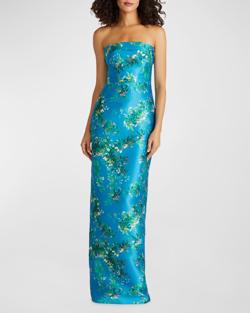 Cleo Strapless Floral Column Gown 