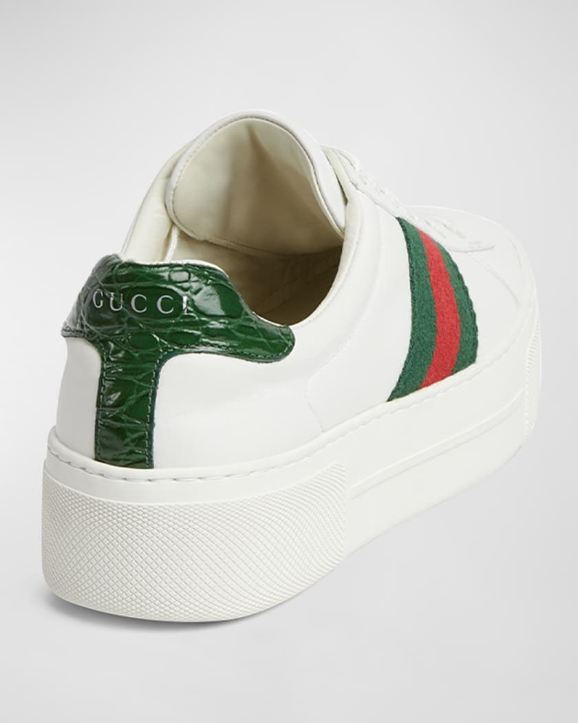 Ace Web Mixed Leather Sneakers