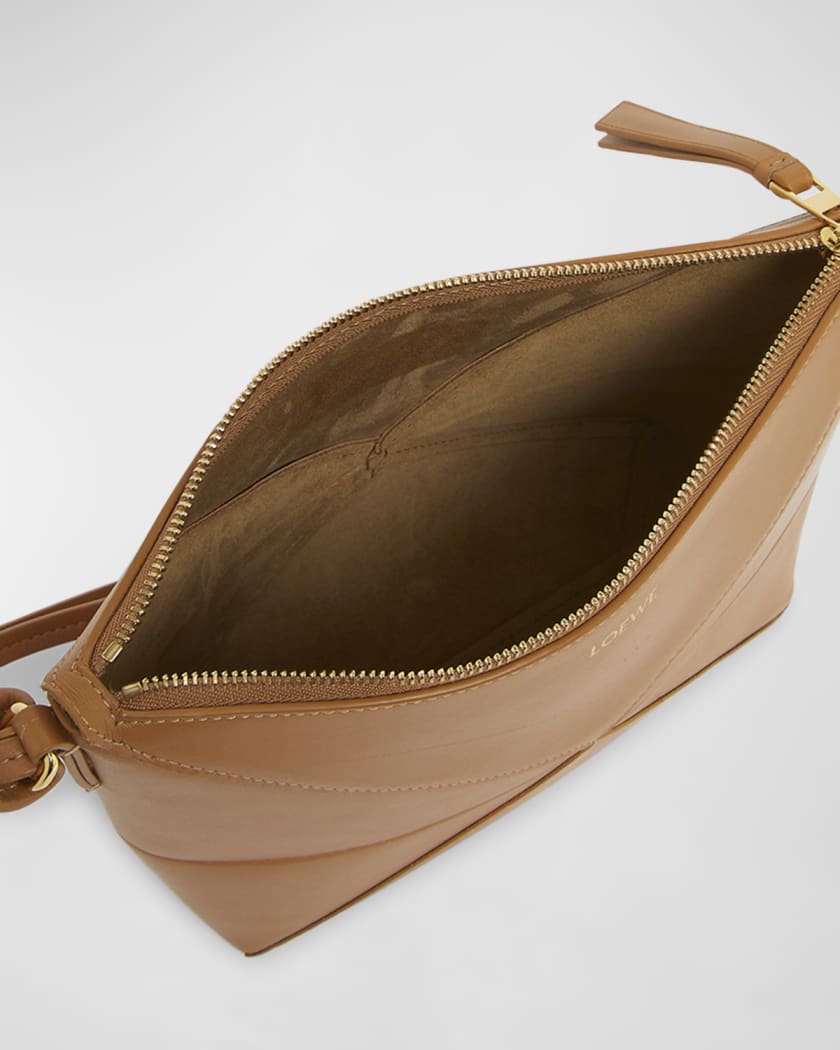 Puzzle Fold Leather Pouch Shoulder Bag