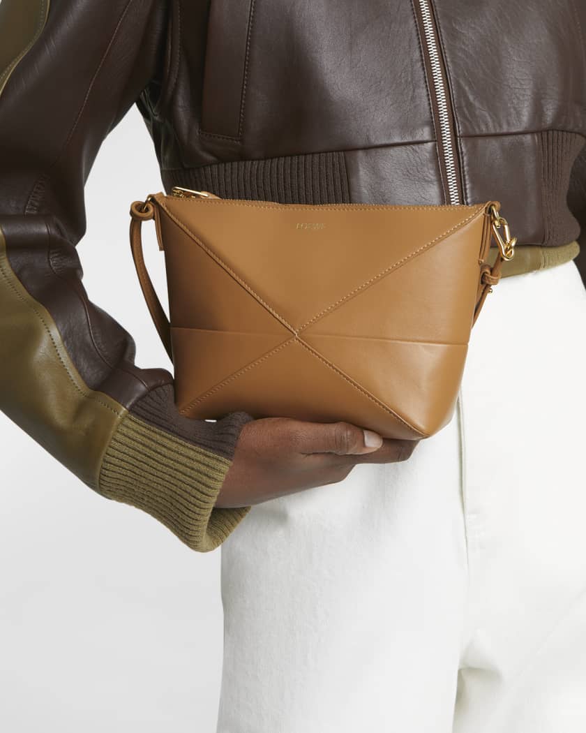Puzzle Fold Leather Pouch Shoulder Bag