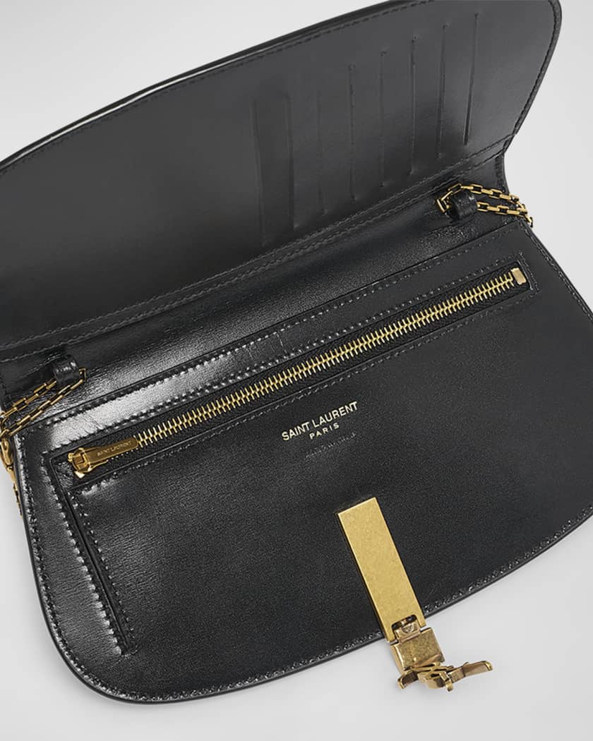 Voltaire YSL Monogram Wallet on Chain in Grained Leather