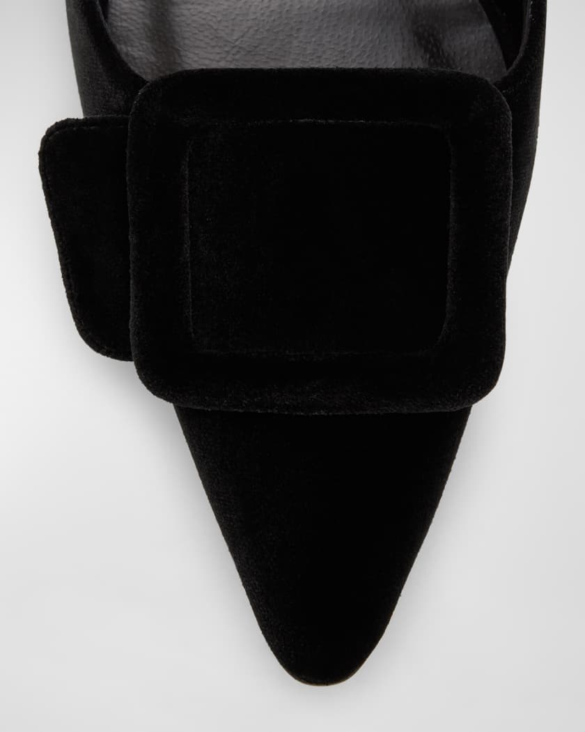 Maysale Velvet Buckle Mule Pumps