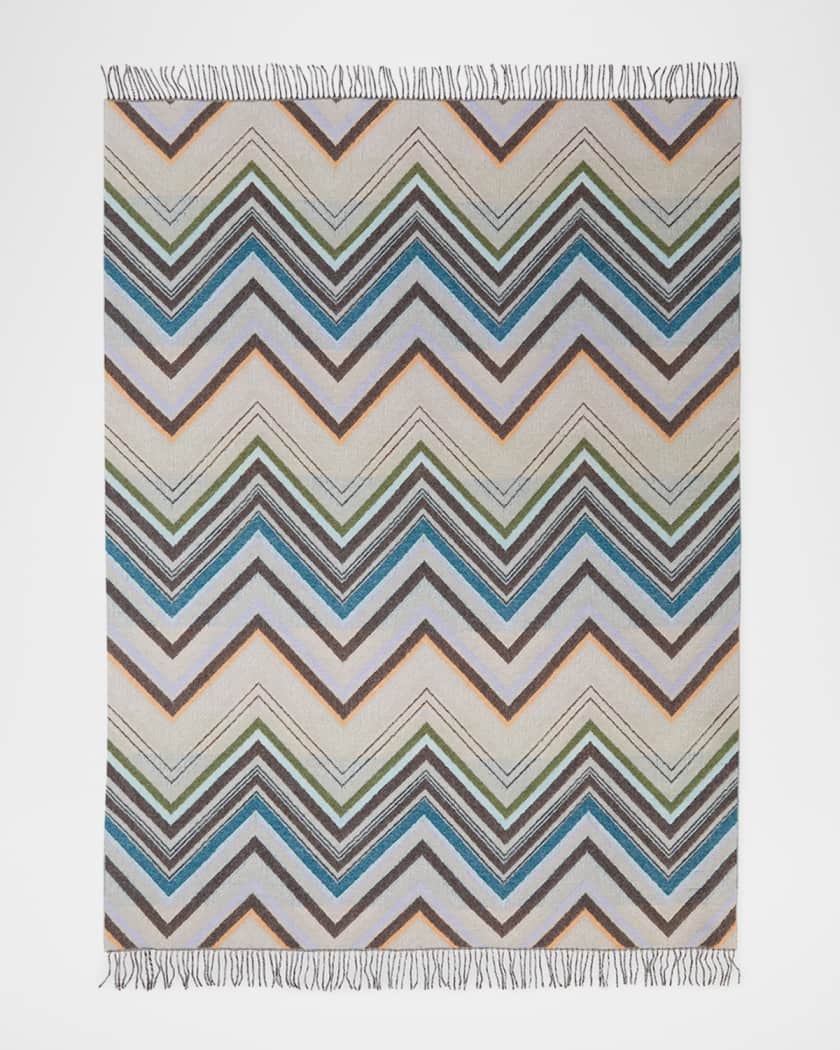 Chevron Wool-Blend Throw, 98" x 100"