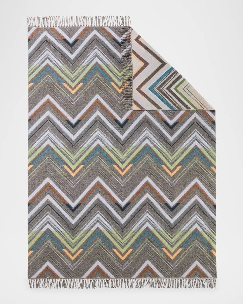 Chevron Wool-Blend Throw, 98" x 100"