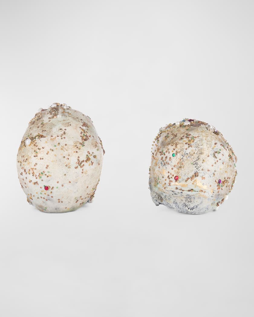 Tabletop Jewel Encrusted Skulls, Set of 2