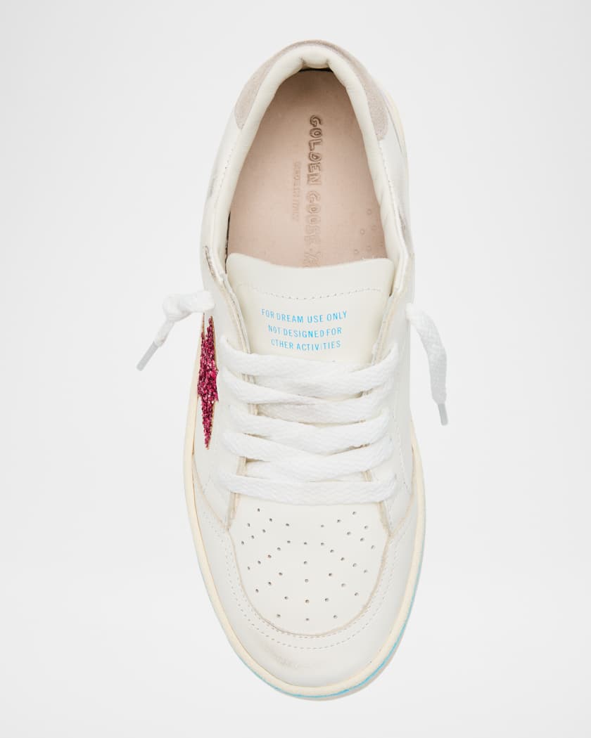 Girl's Ballstar Leather Glitter Sneakers