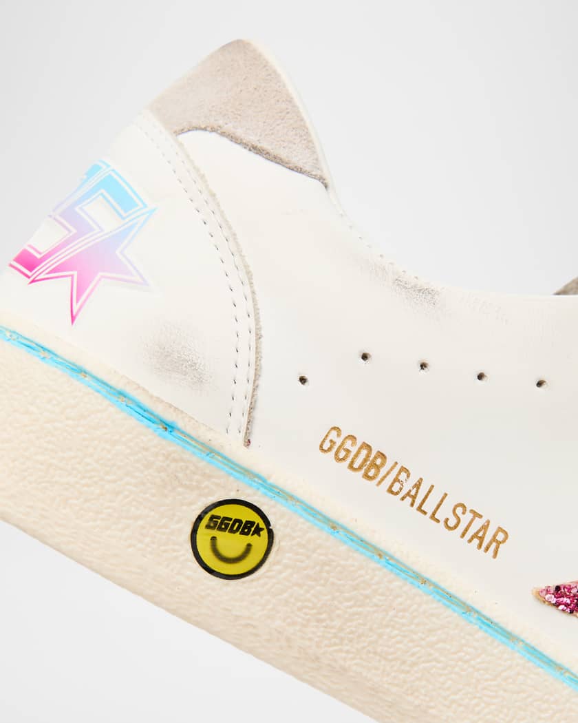 Girl's Ballstar Leather Glitter Sneakers