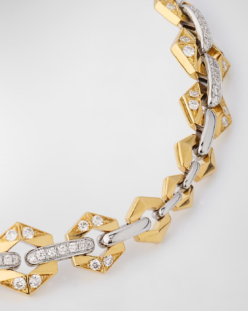 18K Bicolor Gold White Diamond Bond Bracelet