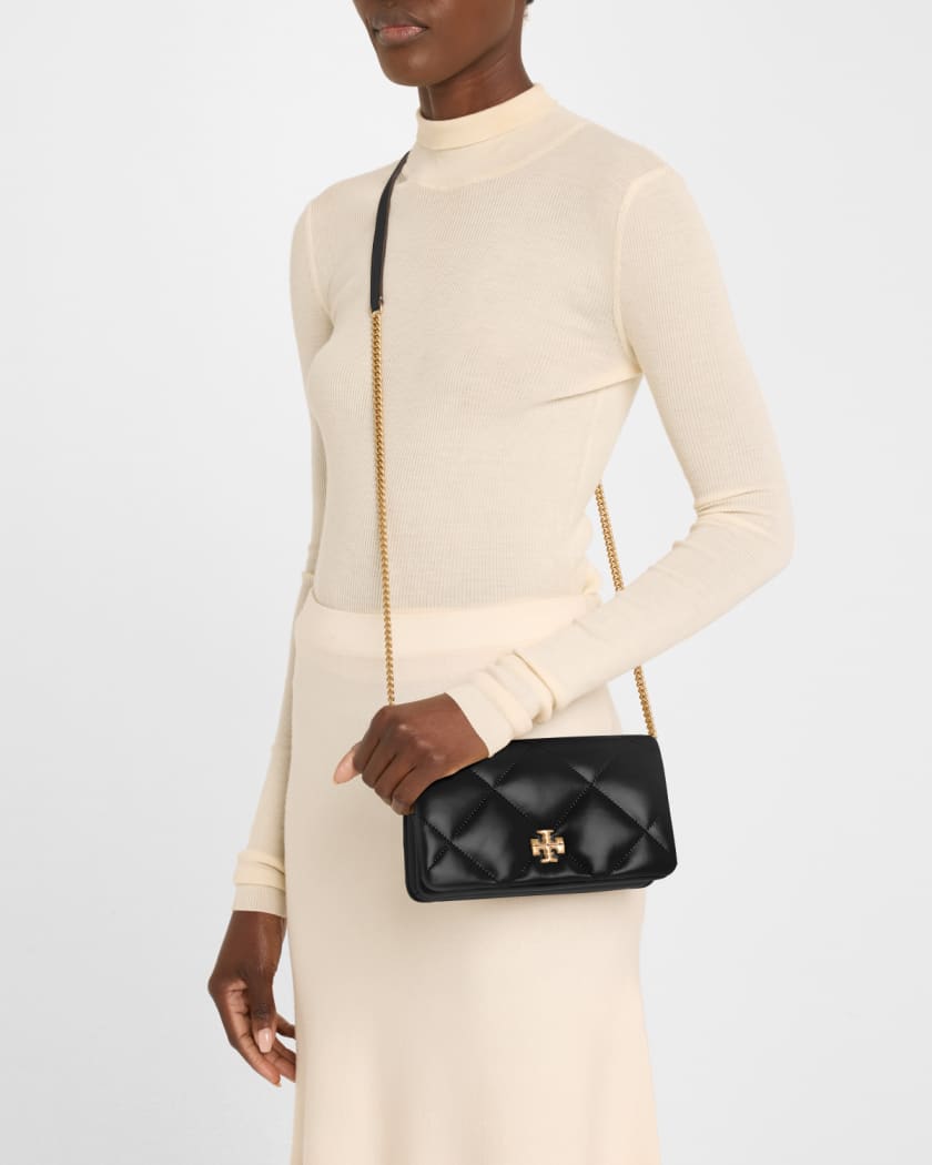 Kira Diamond Quilted Leather Wallet on Chain