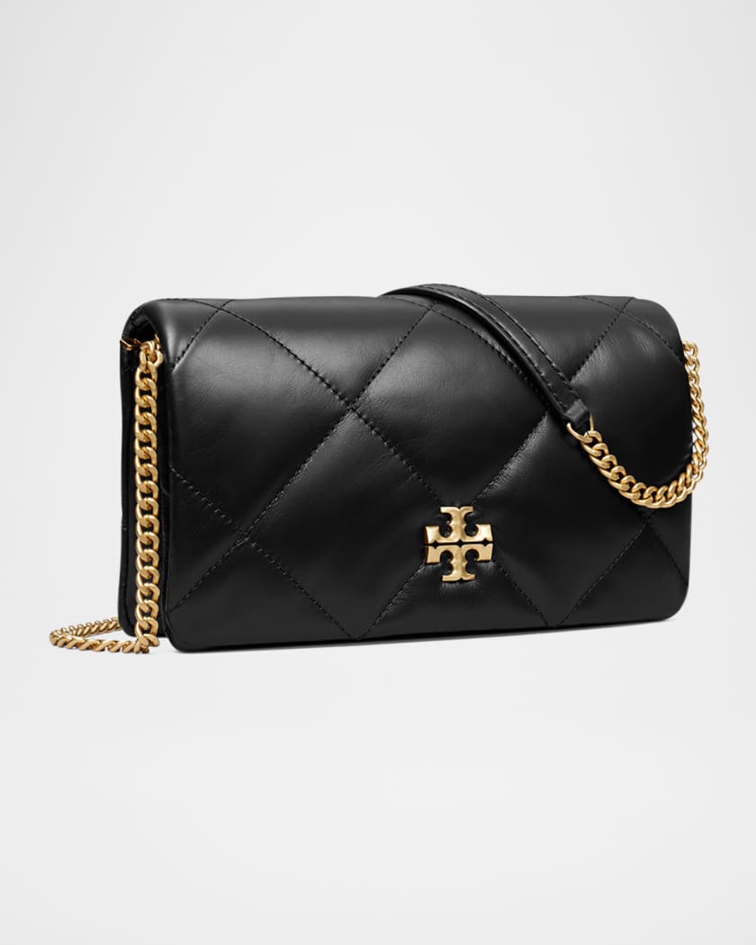Kira Diamond Quilted Leather Wallet on Chain