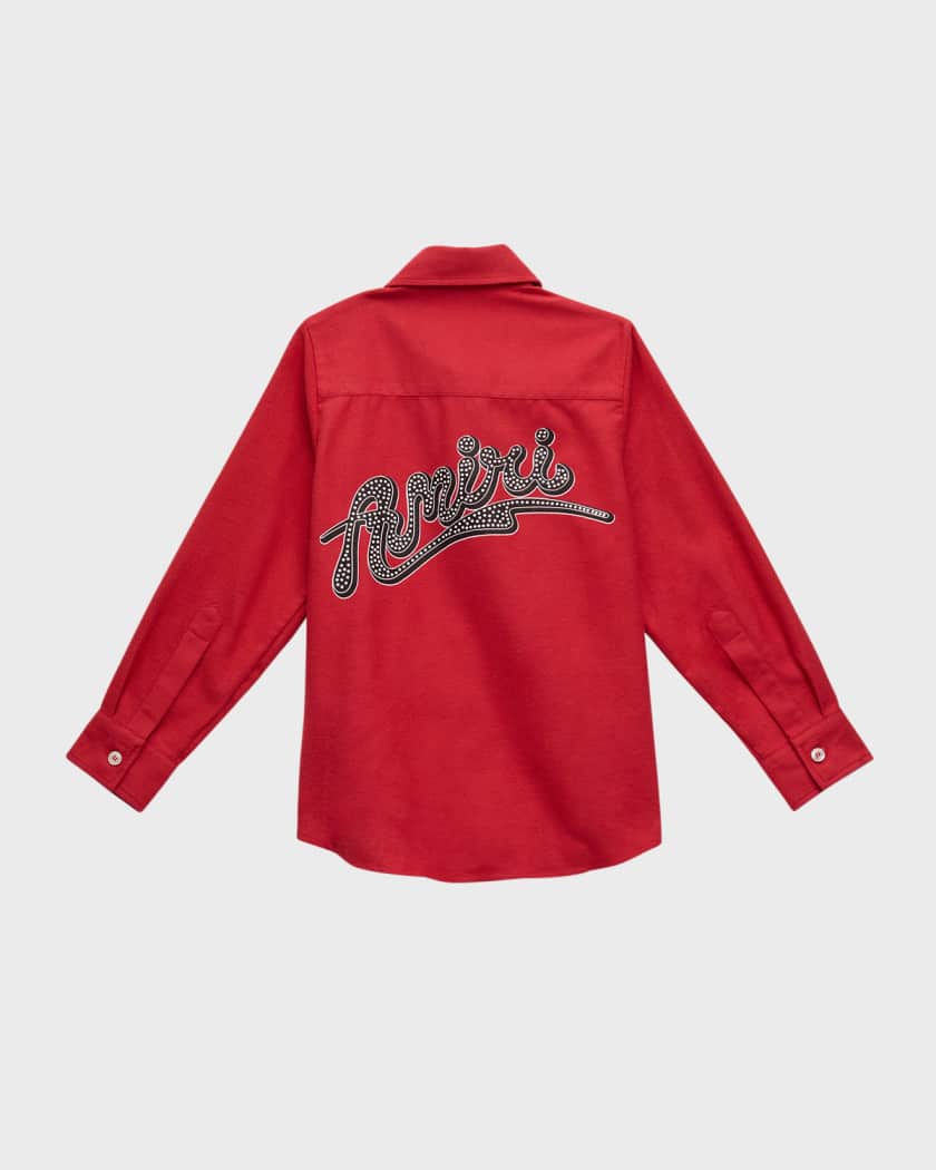 Boy's Logo Script Flannel Shirt, Size 4-12