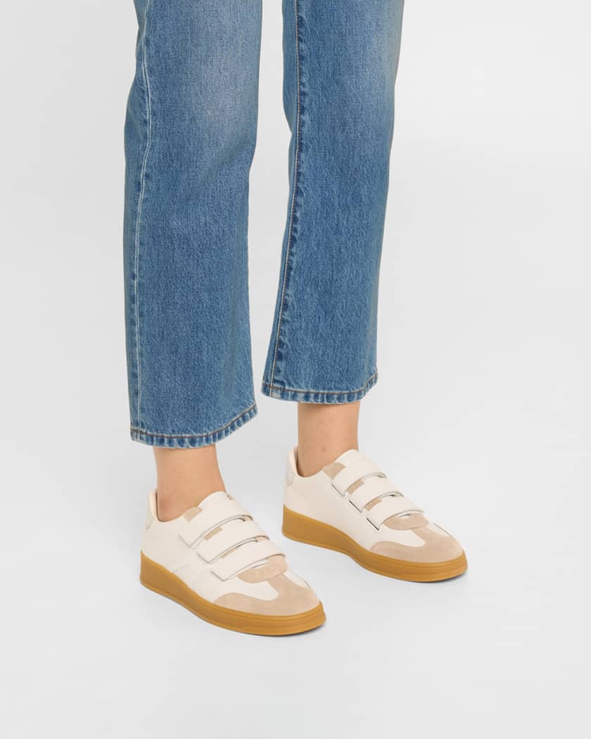 Reagan Mixed Leather Triple-Grip Sneakers