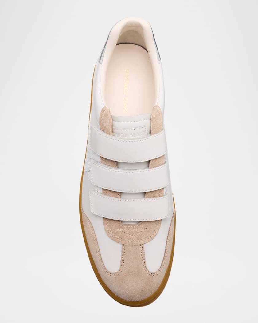 Reagan Mixed Leather Triple-Grip Sneakers