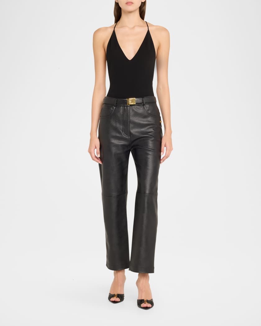 Babylone YSL Ruched Leather Mule Sandals