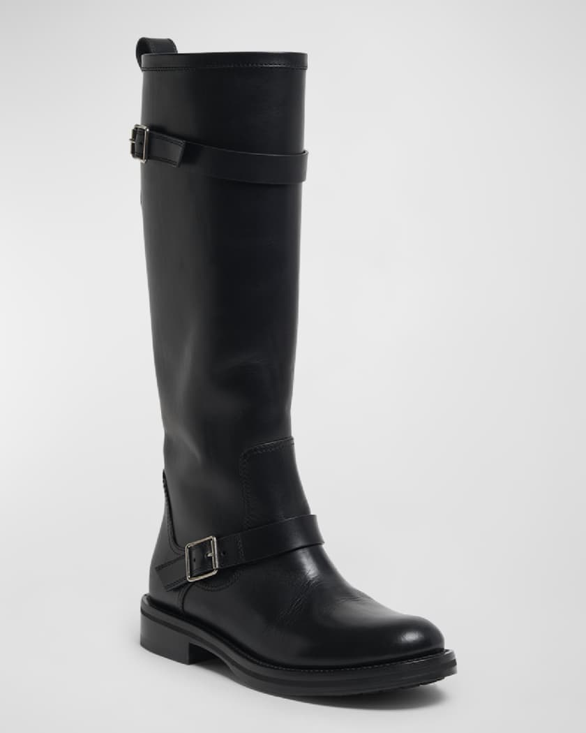 Biork Leather Buckle Biker Boots