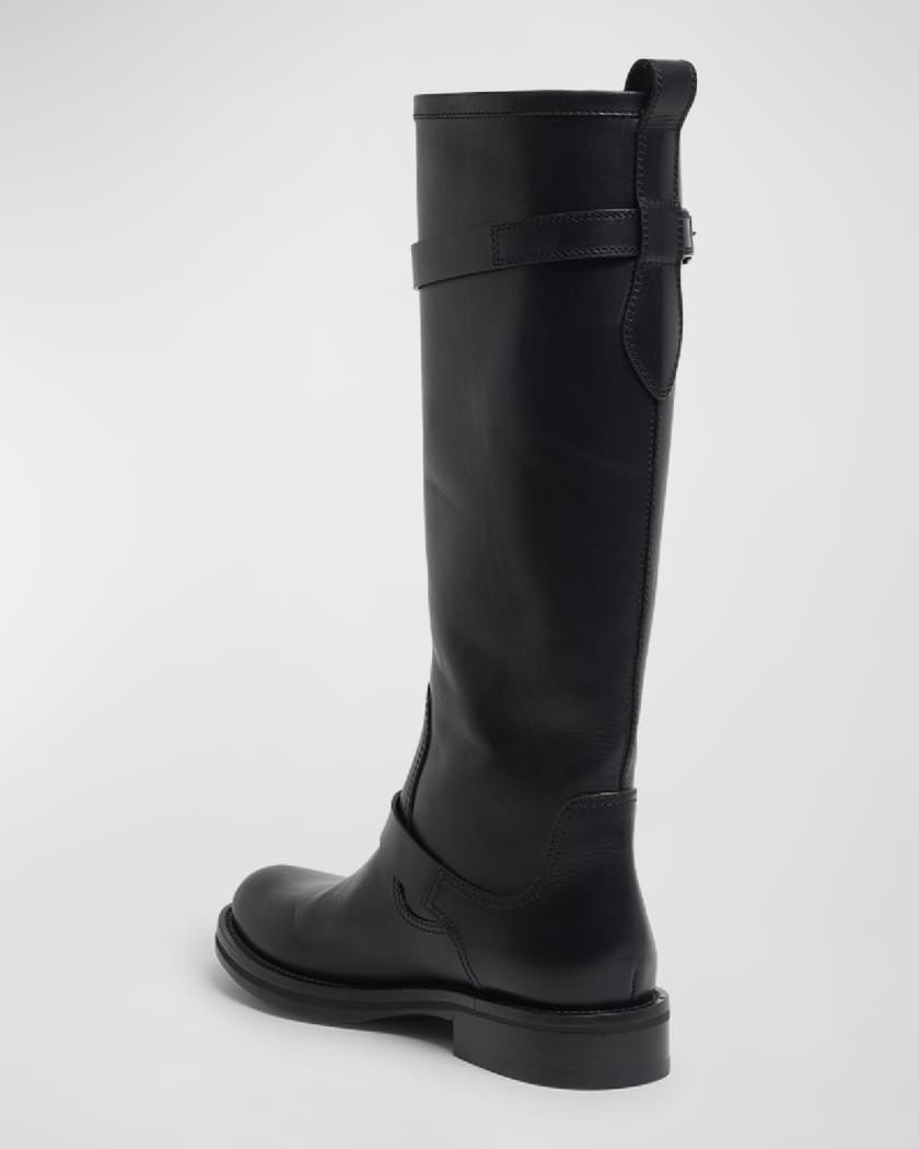Biork Leather Buckle Biker Boots