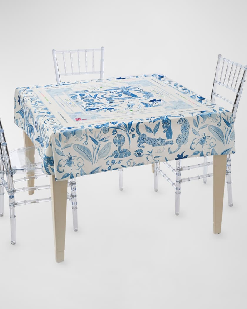 x Catherine Cartie Amazon Blue Instructional Mahjong Tablecloth, 56" Square