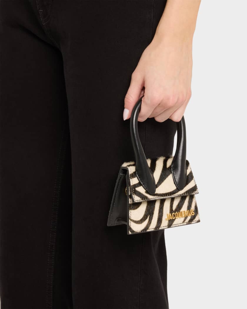 Le Chiquito Zebra Printed Leather Top-Handle Bag