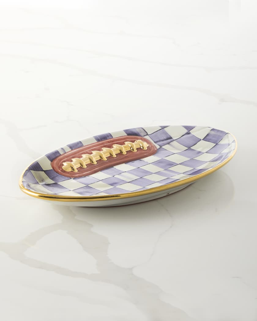 Plum Check Football Platter