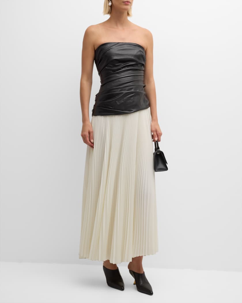 Arie Strapless Bustier Combo Midi Dress