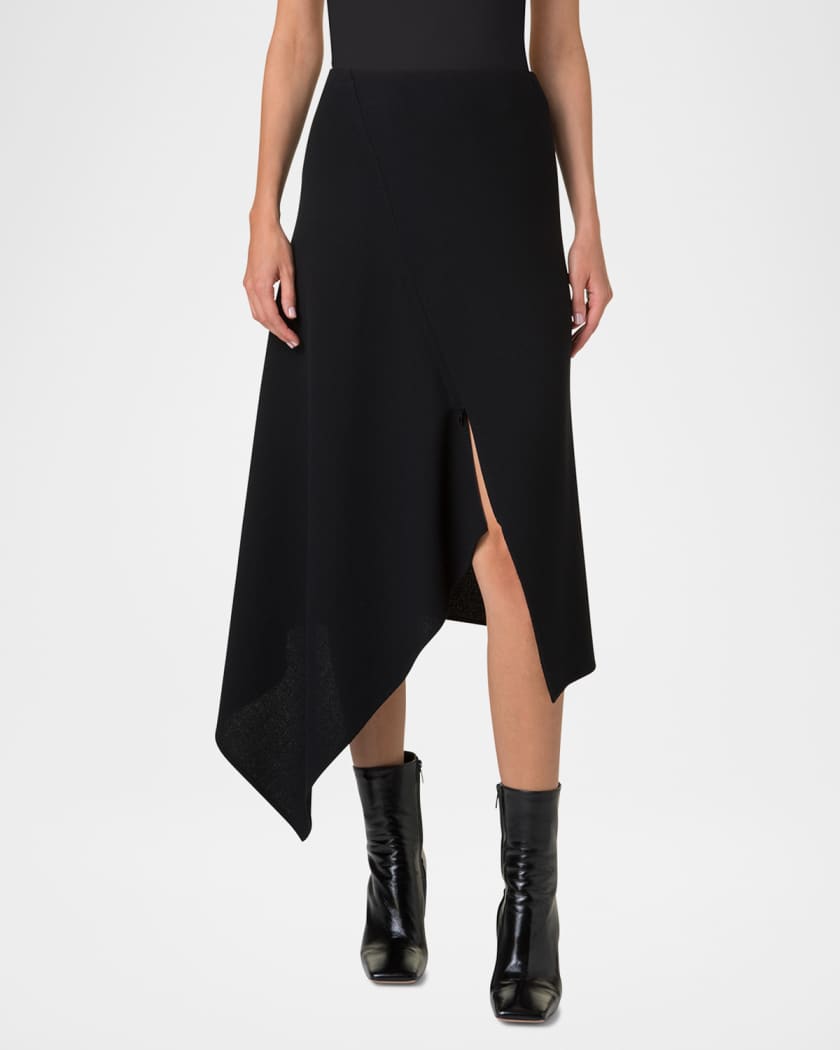 Asymmetric Techno Neoprene Midi Skirt